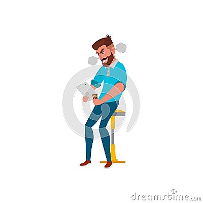 angry man lost money on trade market cartoon vector Vector Illustration