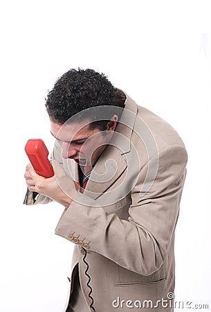 Angry man on the phone Stock Photo