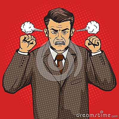 Angry man pop art style vector Vector Illustration