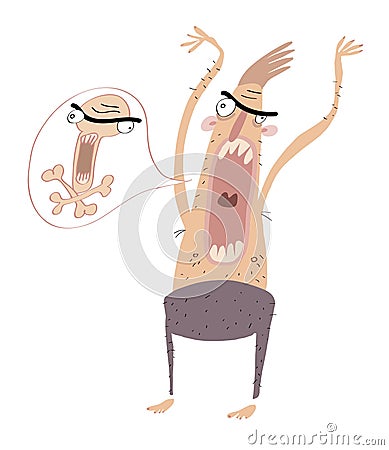 Angry man screams Vector Illustration