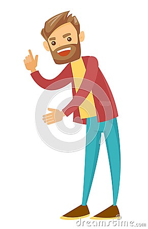 Angry man shaking his finger in a scolding way. Vector Illustration