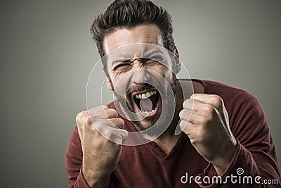 Angry man shouting out loud Stock Photo