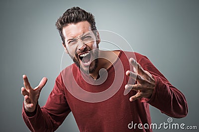 Angry man shouting out loud Stock Photo