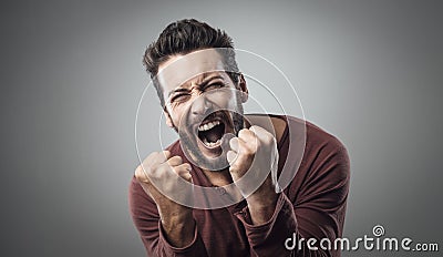 Angry man shouting out loud Stock Photo