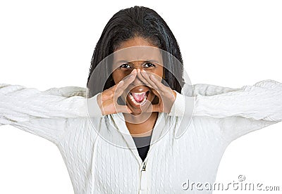 Angry middle aged woman having nervous breakdown screaming Stock Photo
