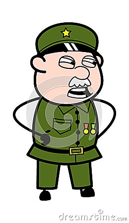 Angry Military Man Talking Cartoon Cartoon Illustration