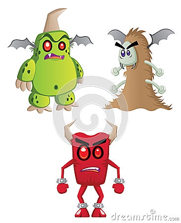 Angry Monsters Vector Illustration