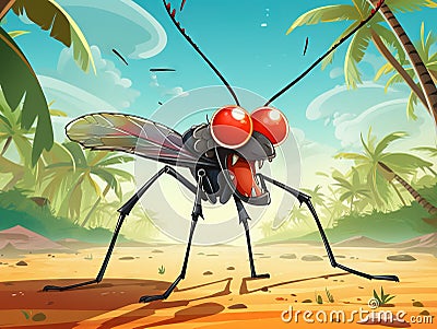 Angry mosquito cartoon Cartoon Illustration