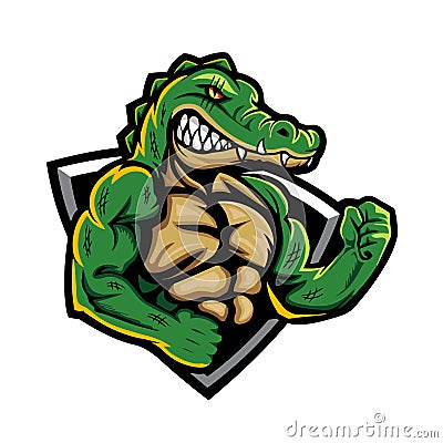 Angry muscular alligator bodybuilder Vector Illustration