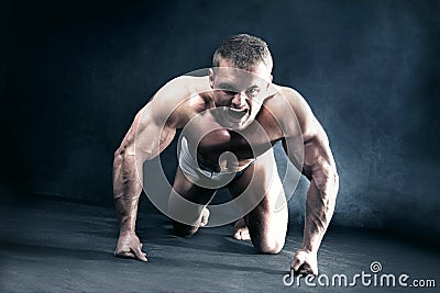 Angry muscular man. Stock Photo