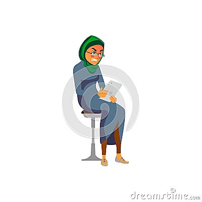 angry muslim woman blocked social profile cartoon vector Vector Illustration