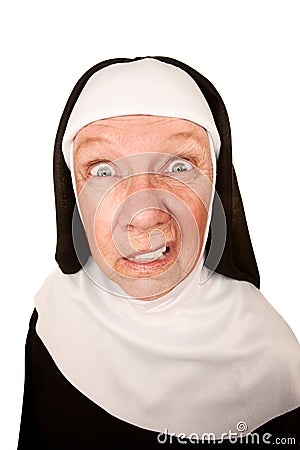 Angry Nun Stock Photo