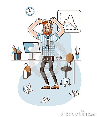 Angry office worker flat vector illustration Vector Illustration