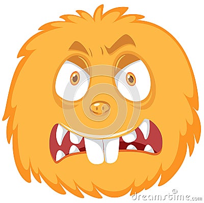 Angry orange monster white background Vector Illustration