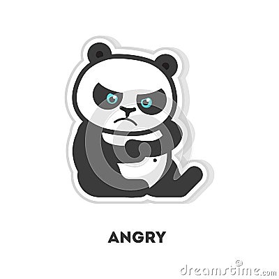 Angry panda sticker. Vector Illustration