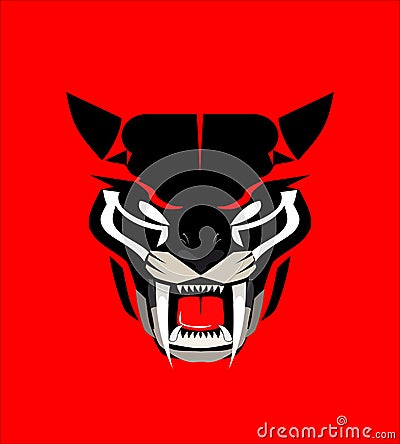 Angry panther, wild cat. Vector Illustration