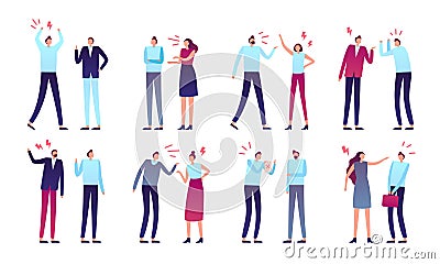 Angry people. Aggressive business peoples, worker person aggress Vector Illustration