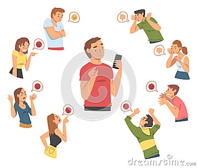 Angry People Characters Expressing Discontent and Disgust in Social Media Vector Set Vector Illustration