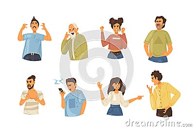 Angry people person. Conflict colleagues, disagreements, negative emotions, aggressively emotionally relationship people. Vector Illustration