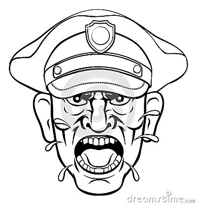 Angry Policeman Police Officer Cartoon Vector Illustration