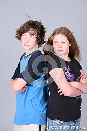 Angry preteens Stock Photo