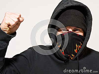 Angry Protester or Mugger Stock Photo