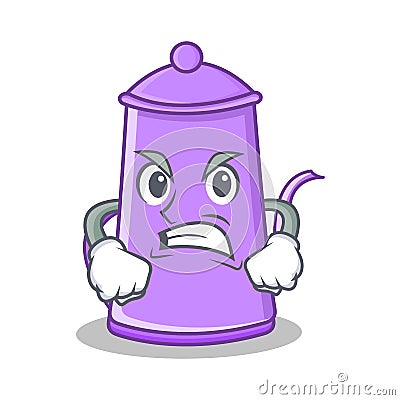 Angry purple teapot character cartoon Vector Illustration