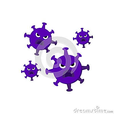 angry purple four virus icon. Vector Illustration