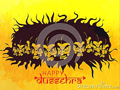 Angry Ravana For Happy Dussehra celebration. Cartoon Illustration