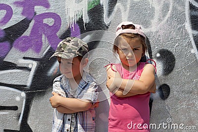 Angry rebellious children Stock Photo