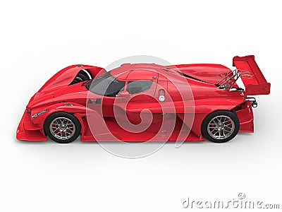 Angry red super race car - top down side view Stock Photo