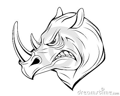 Angry rhinoceros. Rhino animal. Vector Illustration