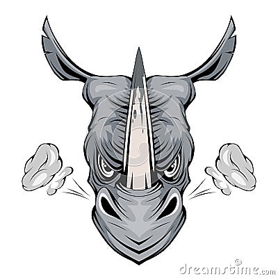 Angry rhinoceros. Rhino animal. Vector Illustration