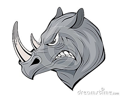 Angry rhinoceros. Rhino animal. Vector Illustration