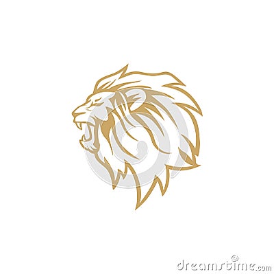 Angry Roaring Gold Lion Head, Vector Logo Design, Illustration Vector Illustration