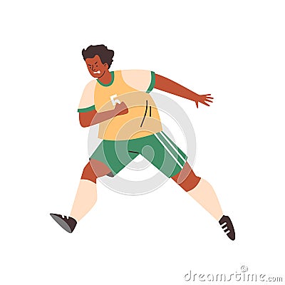 Angry running boy in football uniform flat style, vector illustration Vector Illustration