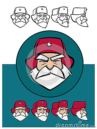 Angry russian Santa Claus. Cartoon style. Character constructor with various views. Animation Kit Stock Photo