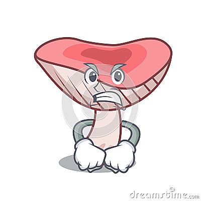 Angry russule mushroom mascot cartoon Vector Illustration
