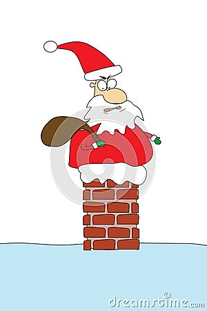 Angry santa stuck in chimney Stock Photo