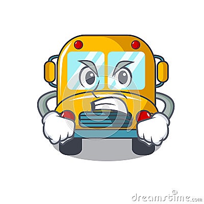 Angry school bus mascot cartoon Vector Illustration
