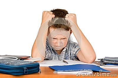 Angry schoolboy Stock Photo