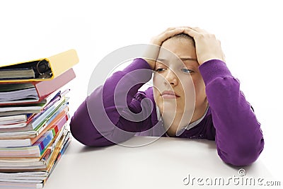 Angry schoolgirl with learning difficulties Stock Photo