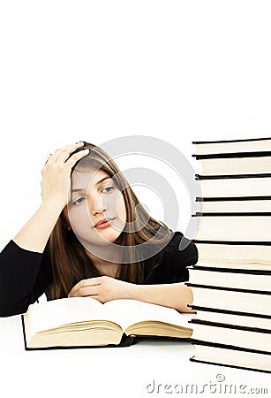 Angry schoolgirl with learning difficulties Stock Photo