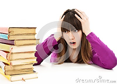 Angry schoolgirl with learning difficulties Stock Photo