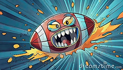 An angry, screaming, cartoon football Stock Photo