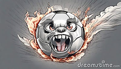 An angry, screaming, flaming soccer ball Stock Photo