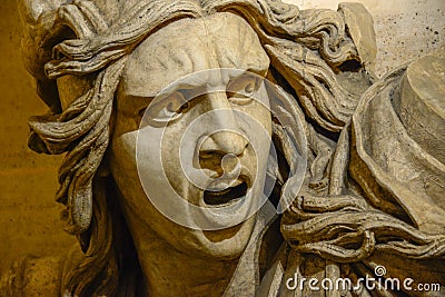 Angry screaming man face statue Stock Photo