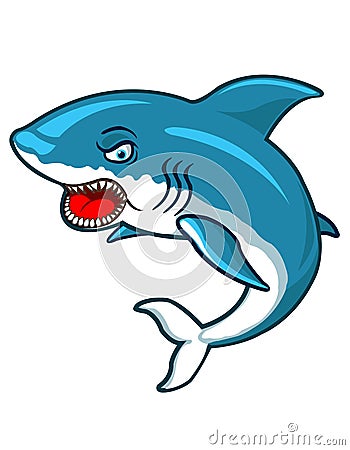 Angry Shark Cartoon Vector Illustration