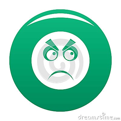 Angry smile icon vector green Vector Illustration