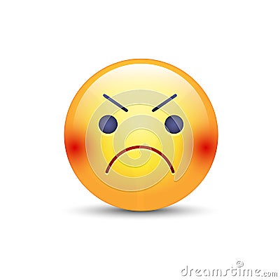 Angry smiley emoji face. Annoyed cute cartoon vector emoticon. Vector Illustration